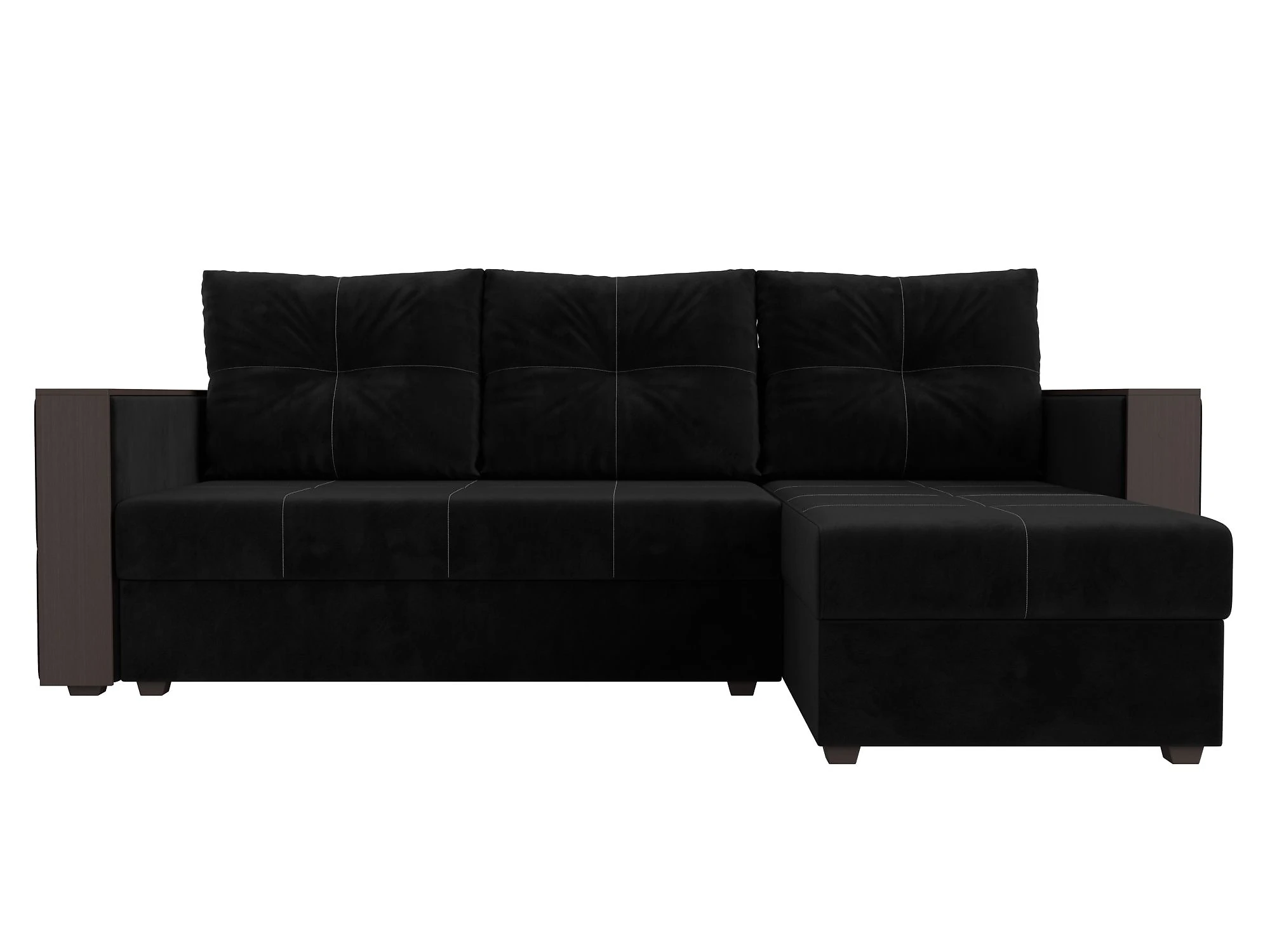 Чёрный угловой диван Валенсия Лайт Плюш Дизайн 8