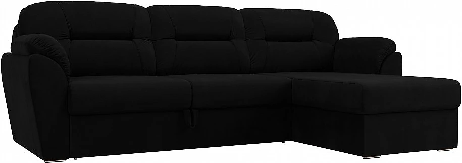 Угловой диван для ежедневного сна Бостон Вельвет Блэк