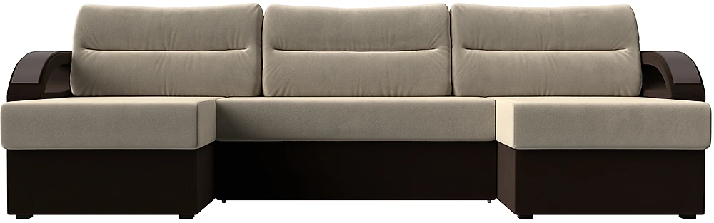 Угловой диван с подушками Форсайт Вельвет Беж-Браун