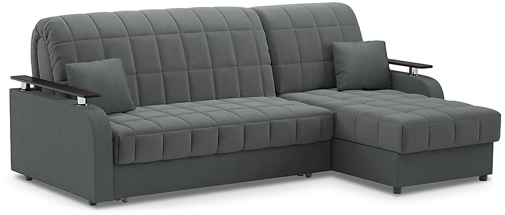 угловой диван с металлическим каркасом Карина Плюш Графит