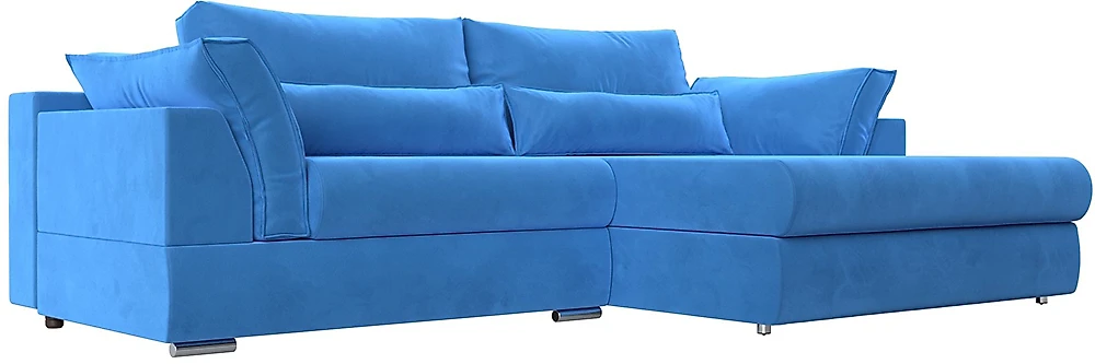 Угловой диван с ортопедическим матрасом Пекин Велюр Блю