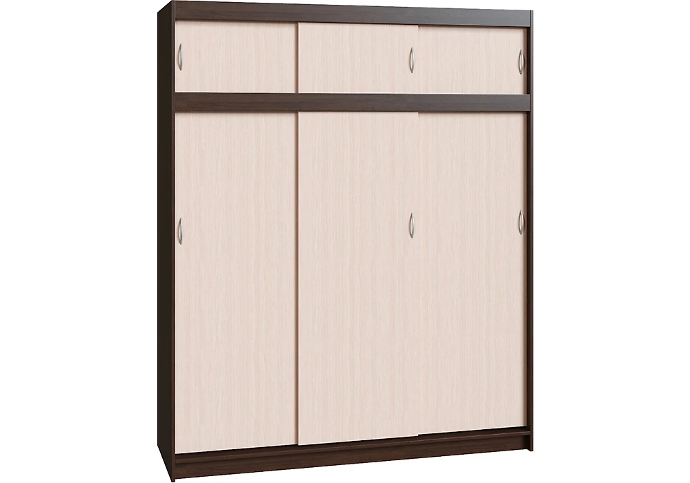 Шкаф коричневого цвета Миллениум-3 с антресолью Дизайн-3