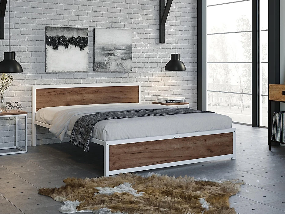 Кровать в современном стиле Титан Лофт-160 без ящиков Крафт табак Б