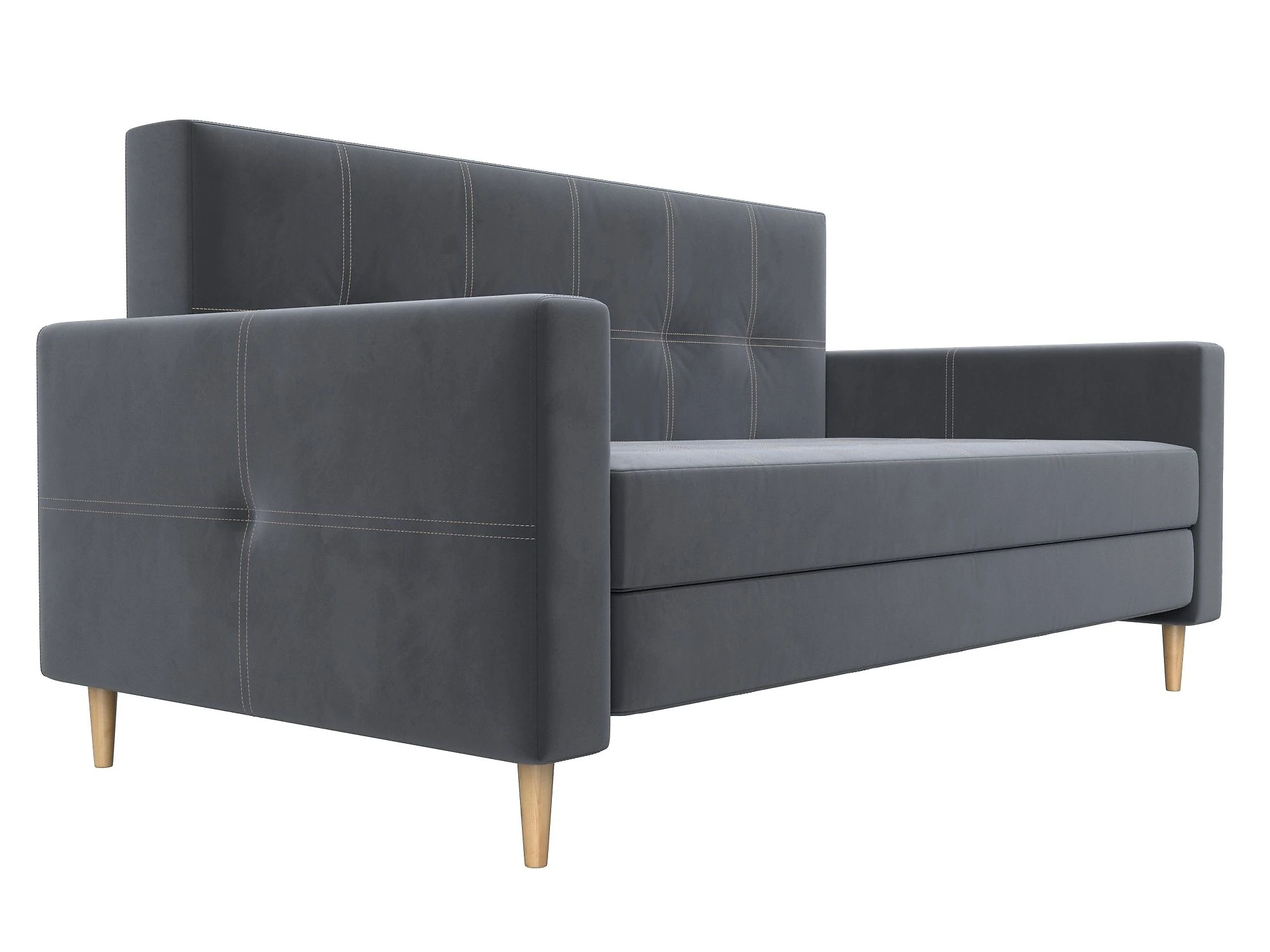 Прямой диван серого цвета Лига-038 Плюш Дизайн 5