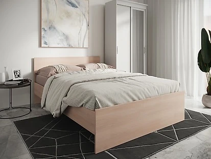 кровать в стиле минимализм Николь Дуб Молочный-140 с матрасом