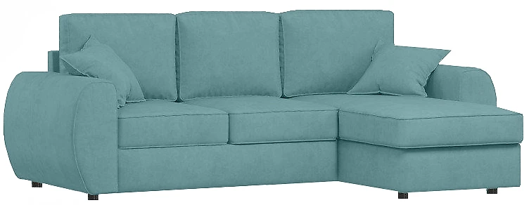 Угловой диван с правым углом Валери Плюш Азур