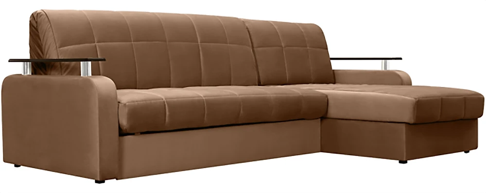 угловой диван с металлическим каркасом Карина Плюш Шоколад