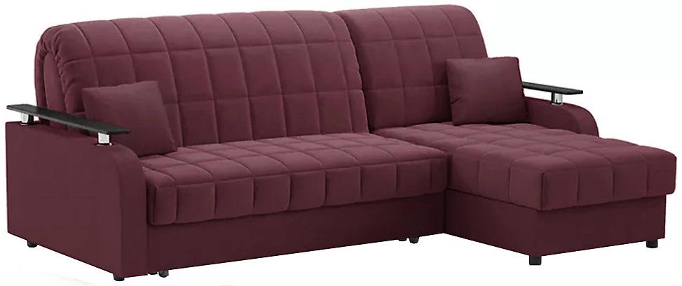 угловой диван с металлическим каркасом Карина Плюш Бордо