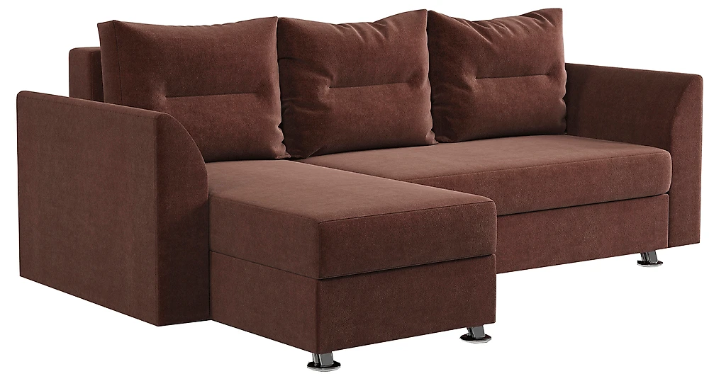 Угловой диван из ткани антикоготь Ария Скала Шоколад левый