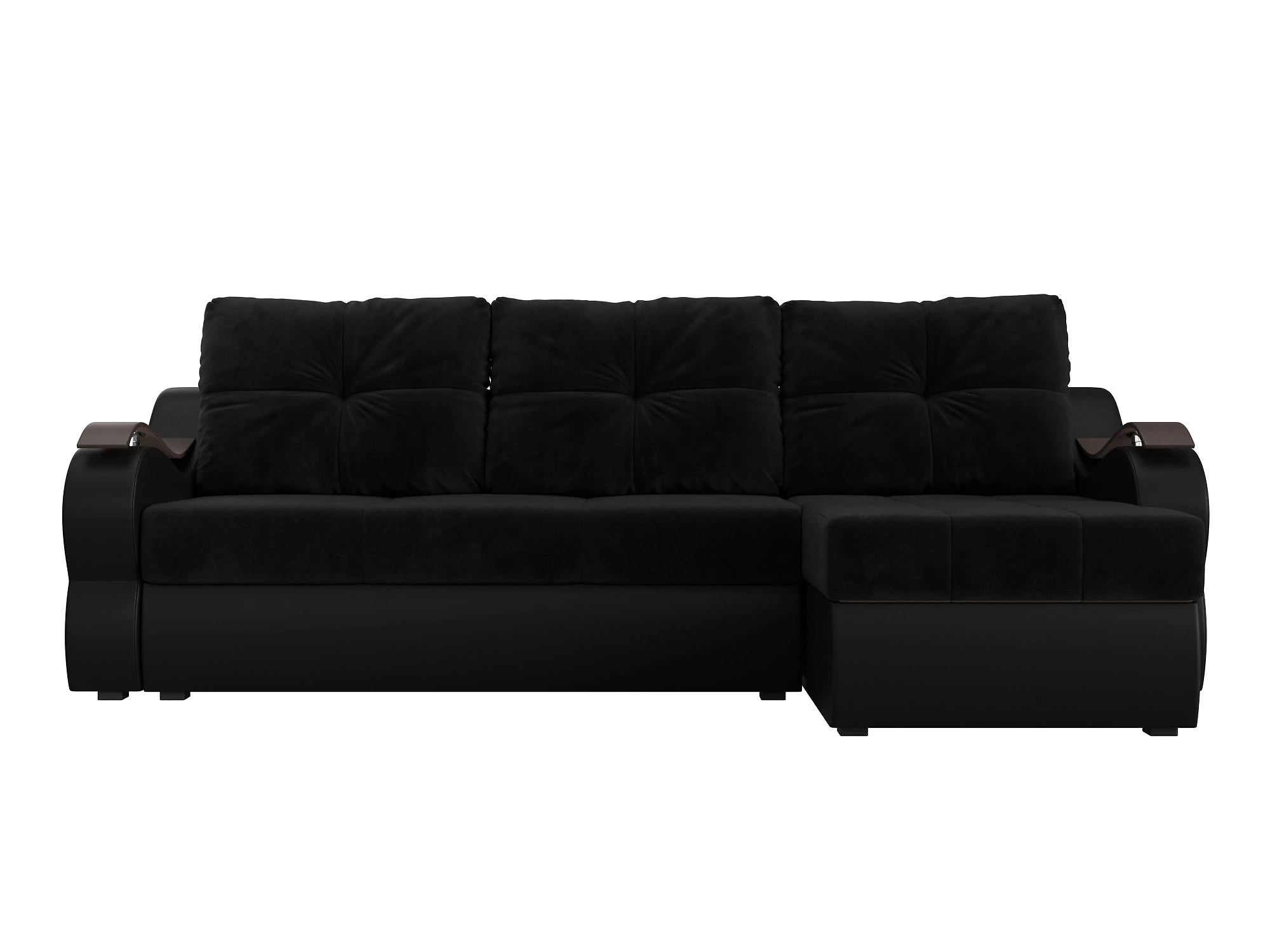 Чёрный угловой диван Меркурий Плюш Дизайн 7