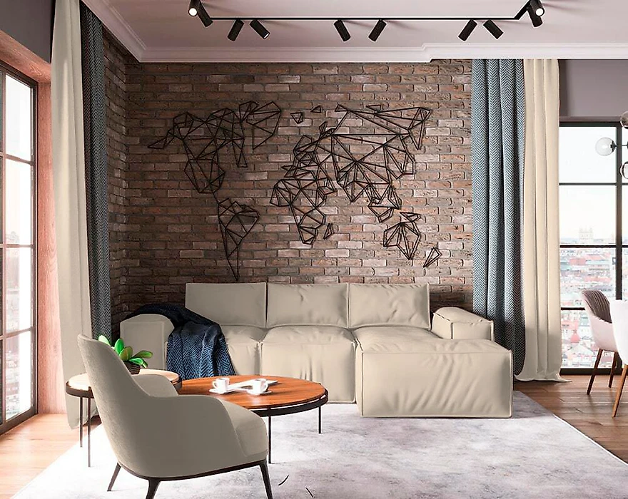 Угловой диван с механизмом американская раскладушка Loft Lux Дизайн 3