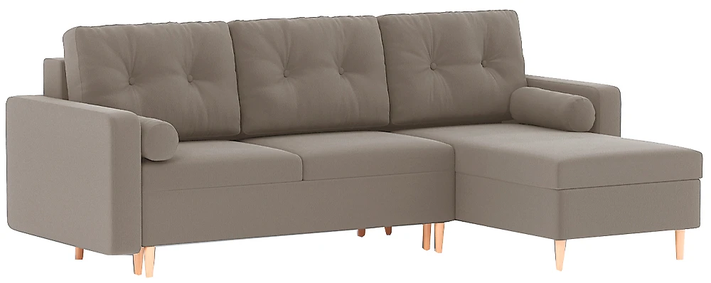 Угловой диван с независимым пружинным блоком Белфаст Плюш Лайт Браун