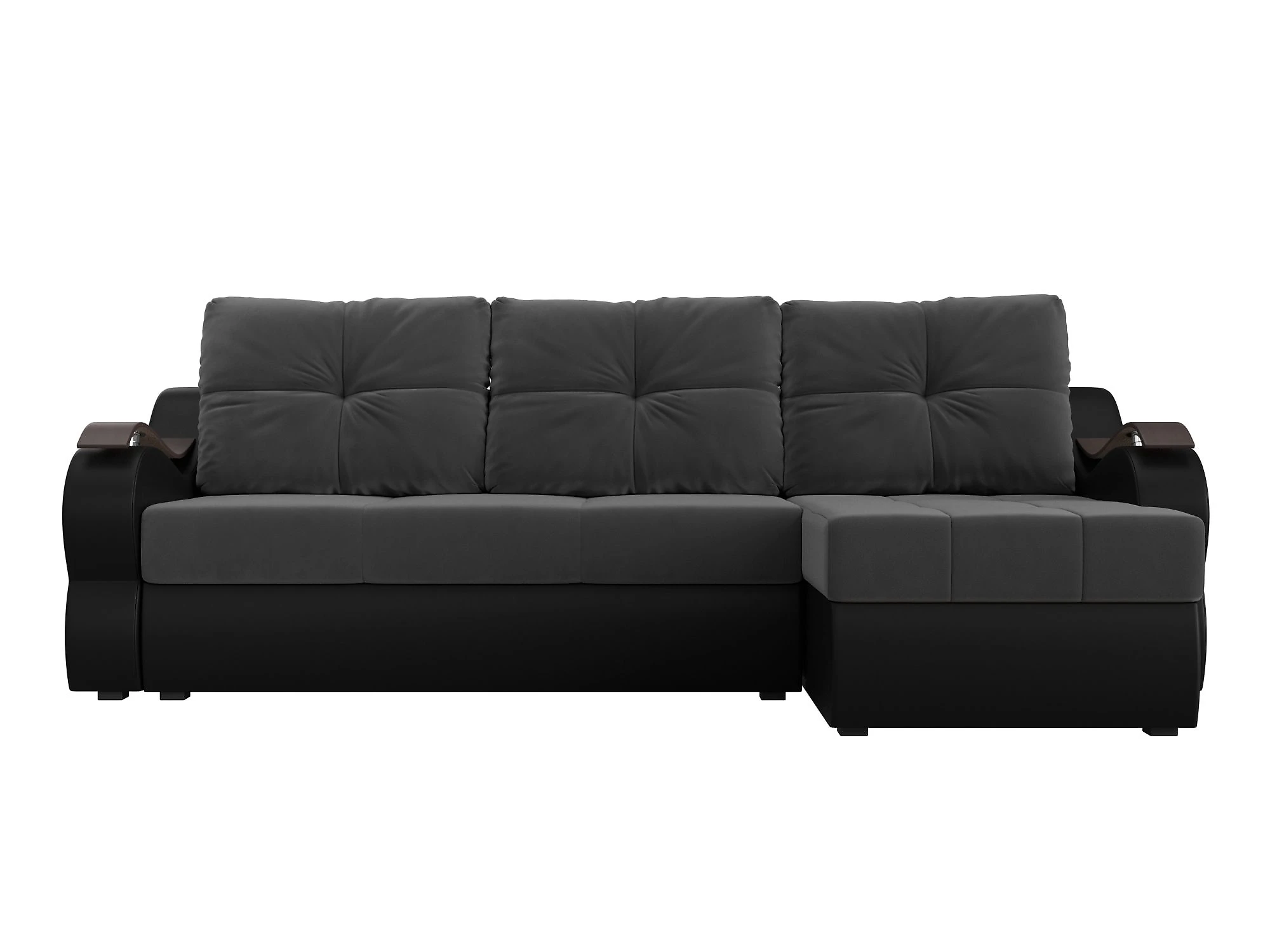 Чёрный угловой диван Меркурий Плюш Дизайн 6