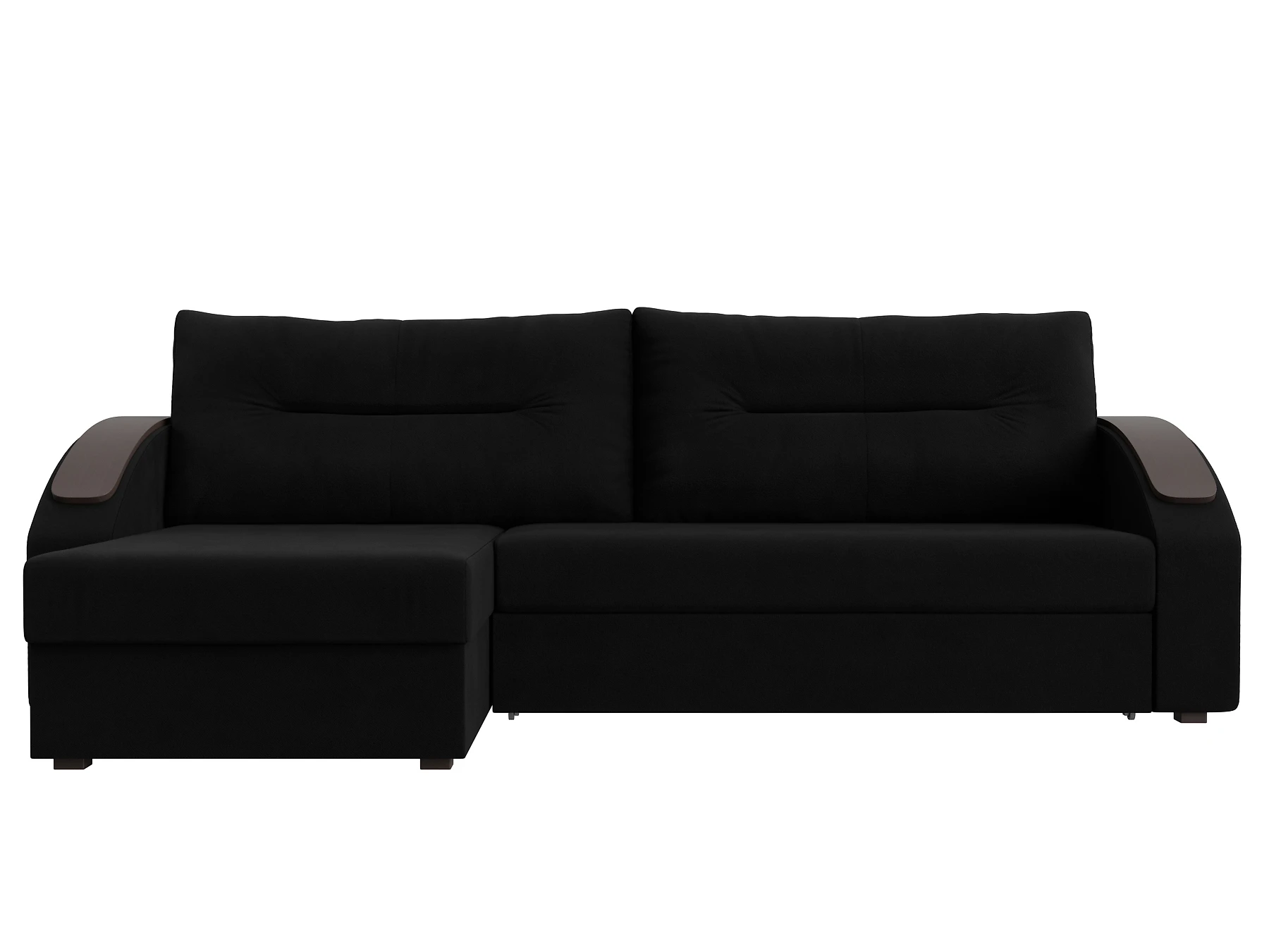 Угловой диван с ящиком для белья Канзас Плюш Блек