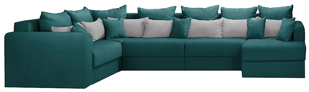 Угловой диван с независимым пружинным блоком Манхеттен П-образный Ментол