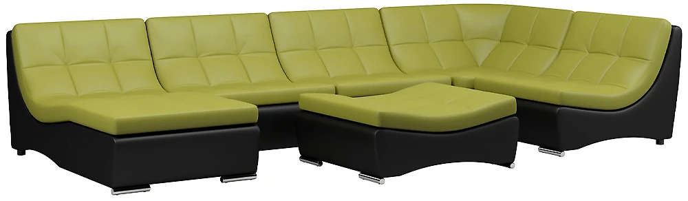  угловой диван с оттоманкой Монреаль-7 Дизайн 5 кожаный