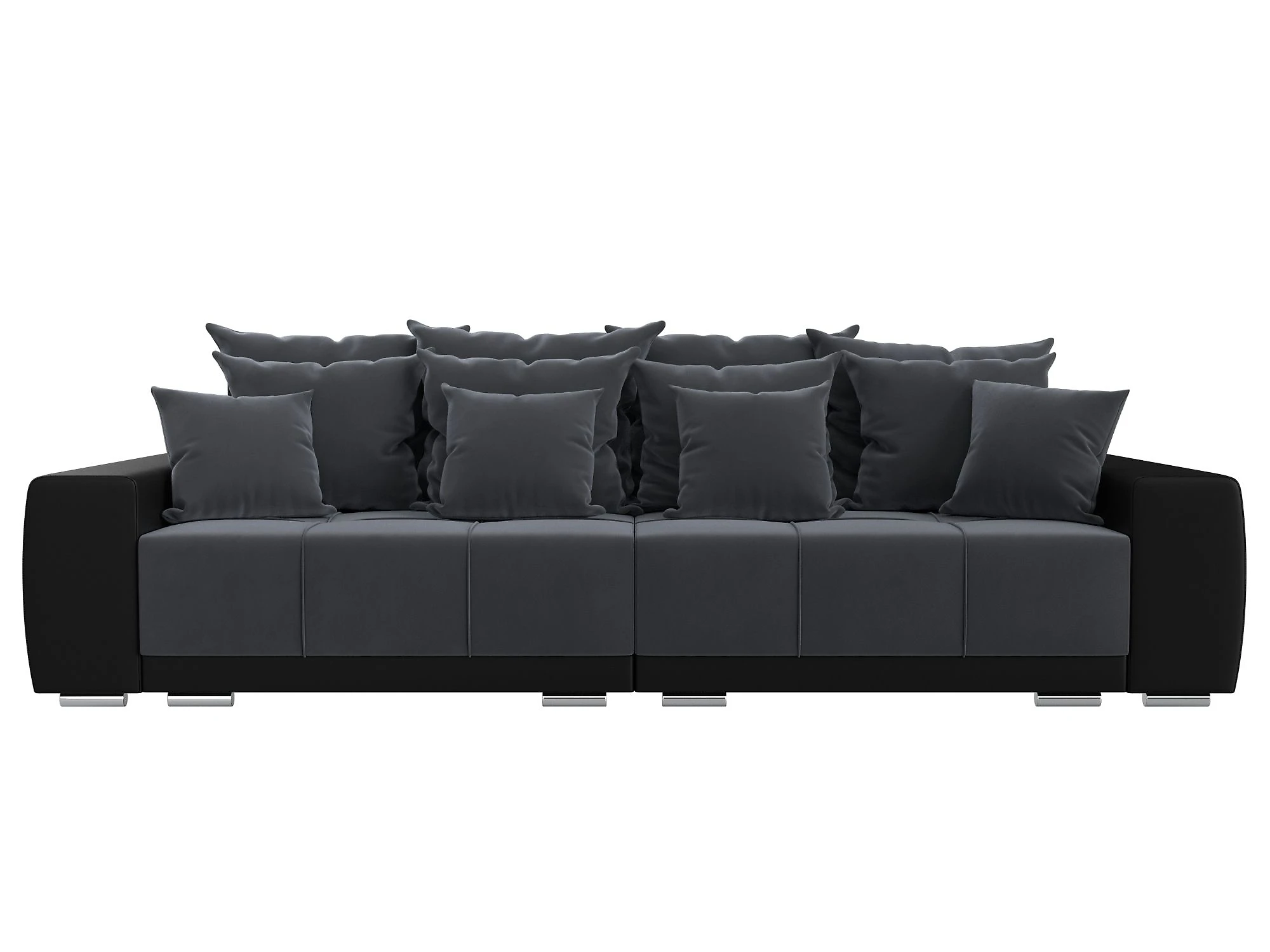 Прямой диван серого цвета Лига-028 Плюш Дизайн 3
