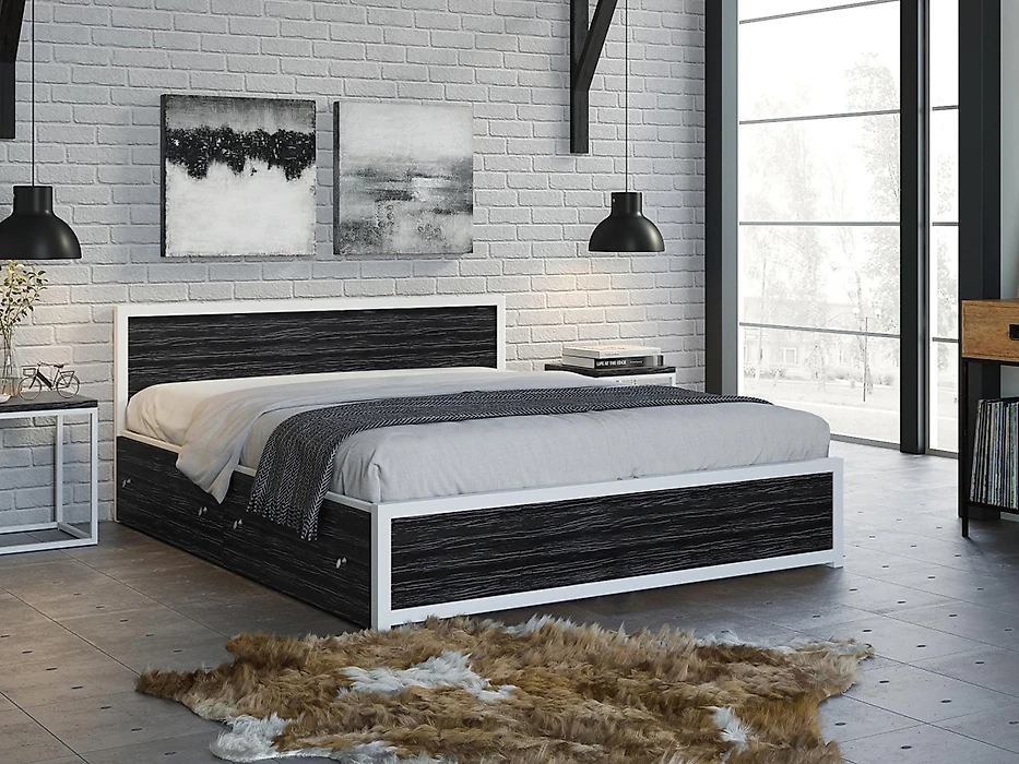 металлическая кровать Титан Лофт-160 Северное Дерево темное Б
