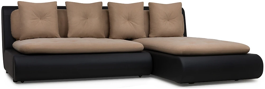 Угловой диван черно-белый Кормак-1 Плюш Латте