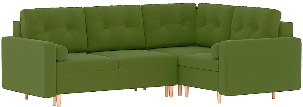 Угловой диван с независимым пружинным блоком Белфаст Плюш Грин