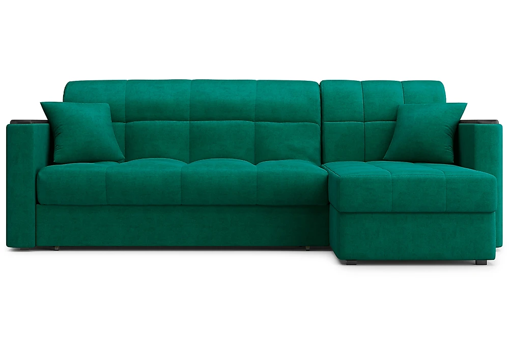 Зелёный угловой диван Палермо с оттоманкой Дизайн 7
