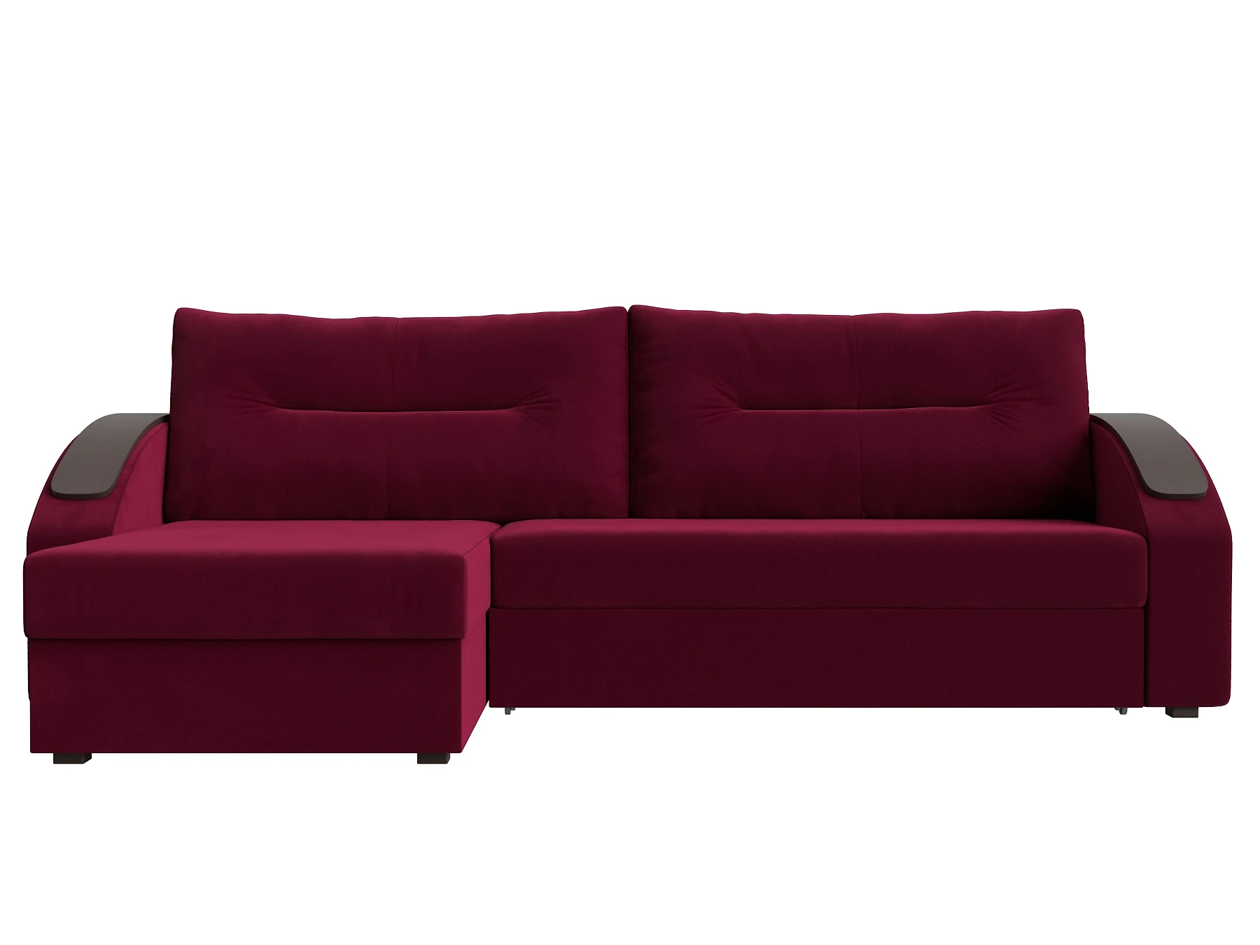 Угловой диван с ящиком для белья Канзас Плюш Бордо