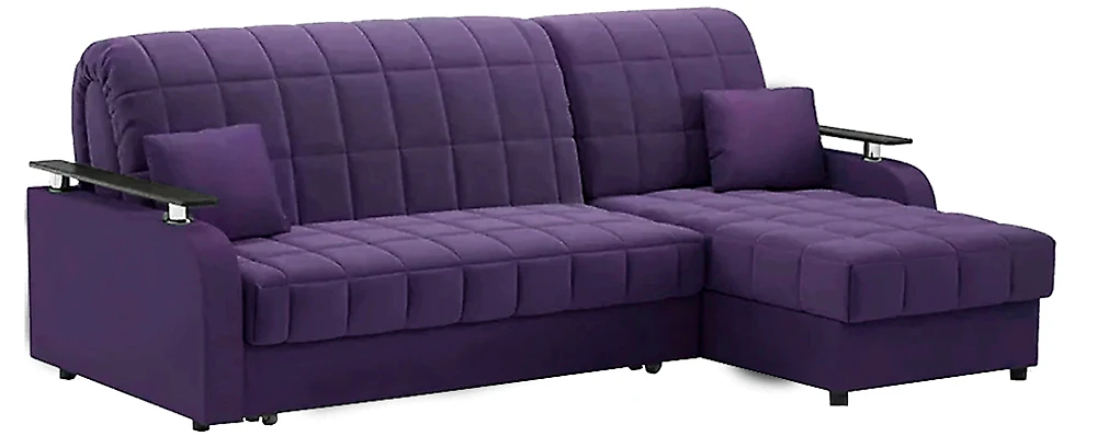 Угловой диван на металлическом каркасе Карина Плюш Фиолет