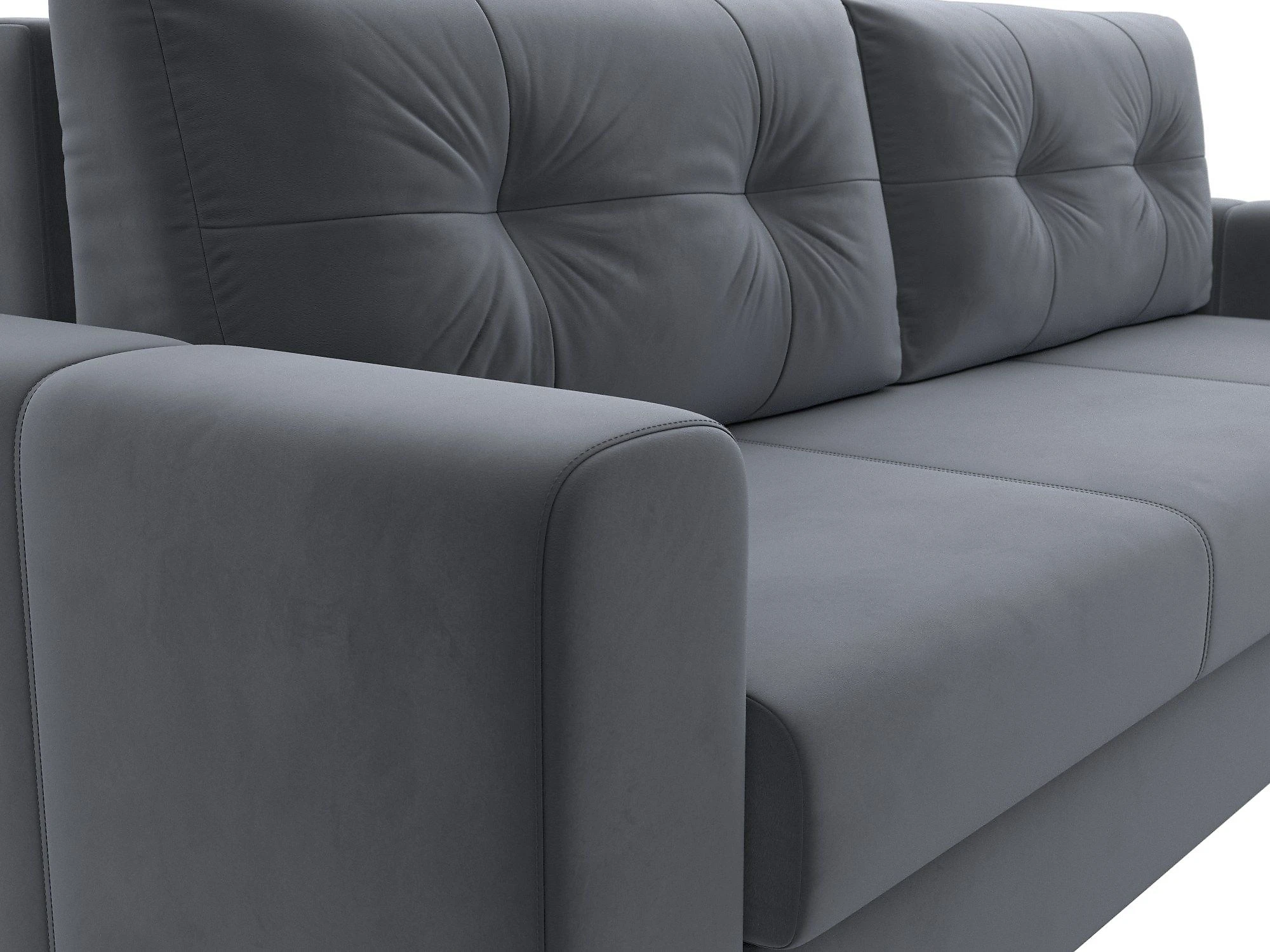 Прямой диван серого цвета Лига-031 Плюш Дизайн 6