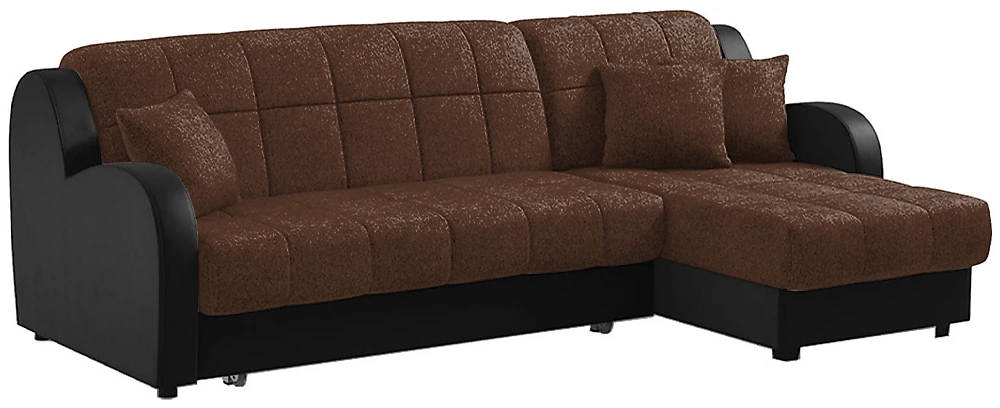 угловой диван с металлическим каркасом Барон Плюш Браун