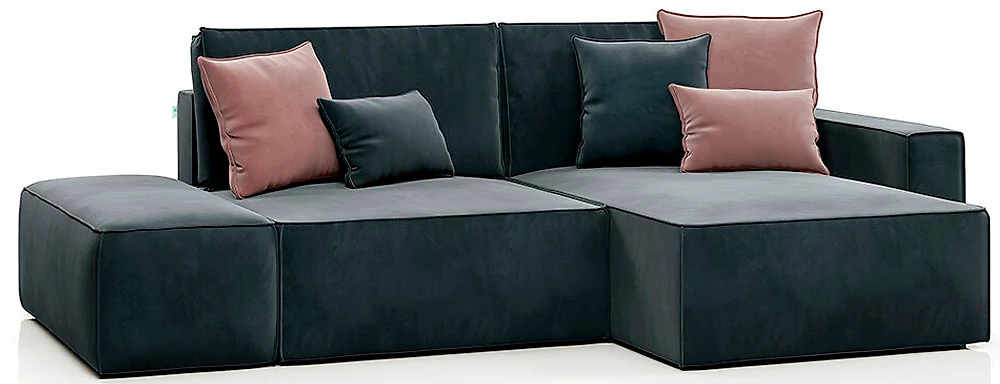 Угловой диван из велюра Корсо с банкеткой Грей