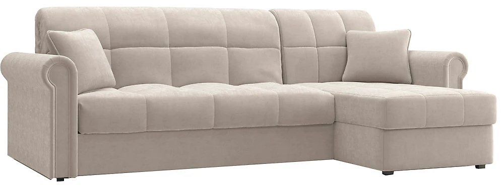 Угловой диван на металлическом каркасе Палермо Плюш Беж