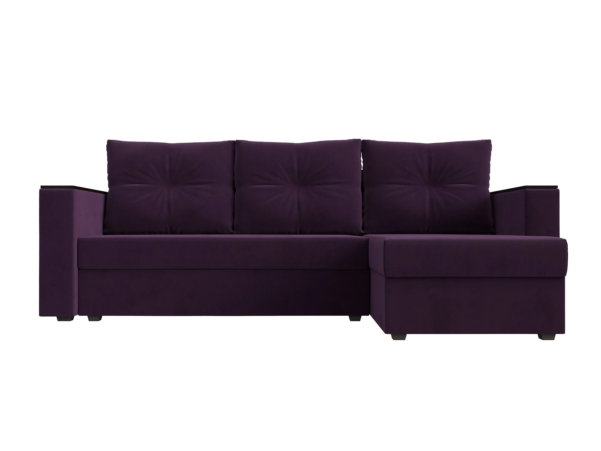 Фиолетовый диван Атланта Лайт Плюш без стола Дизайн 7