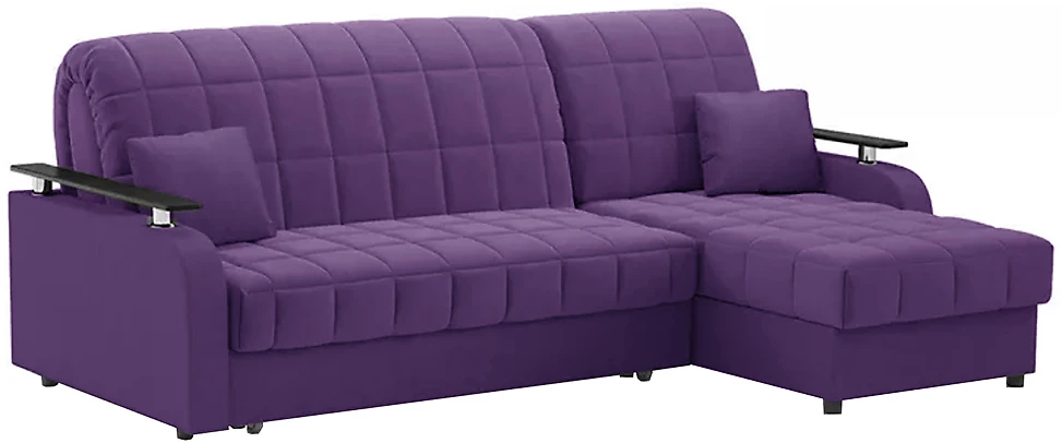 угловой диван с металлическим каркасом Карина Плюш Фиолет