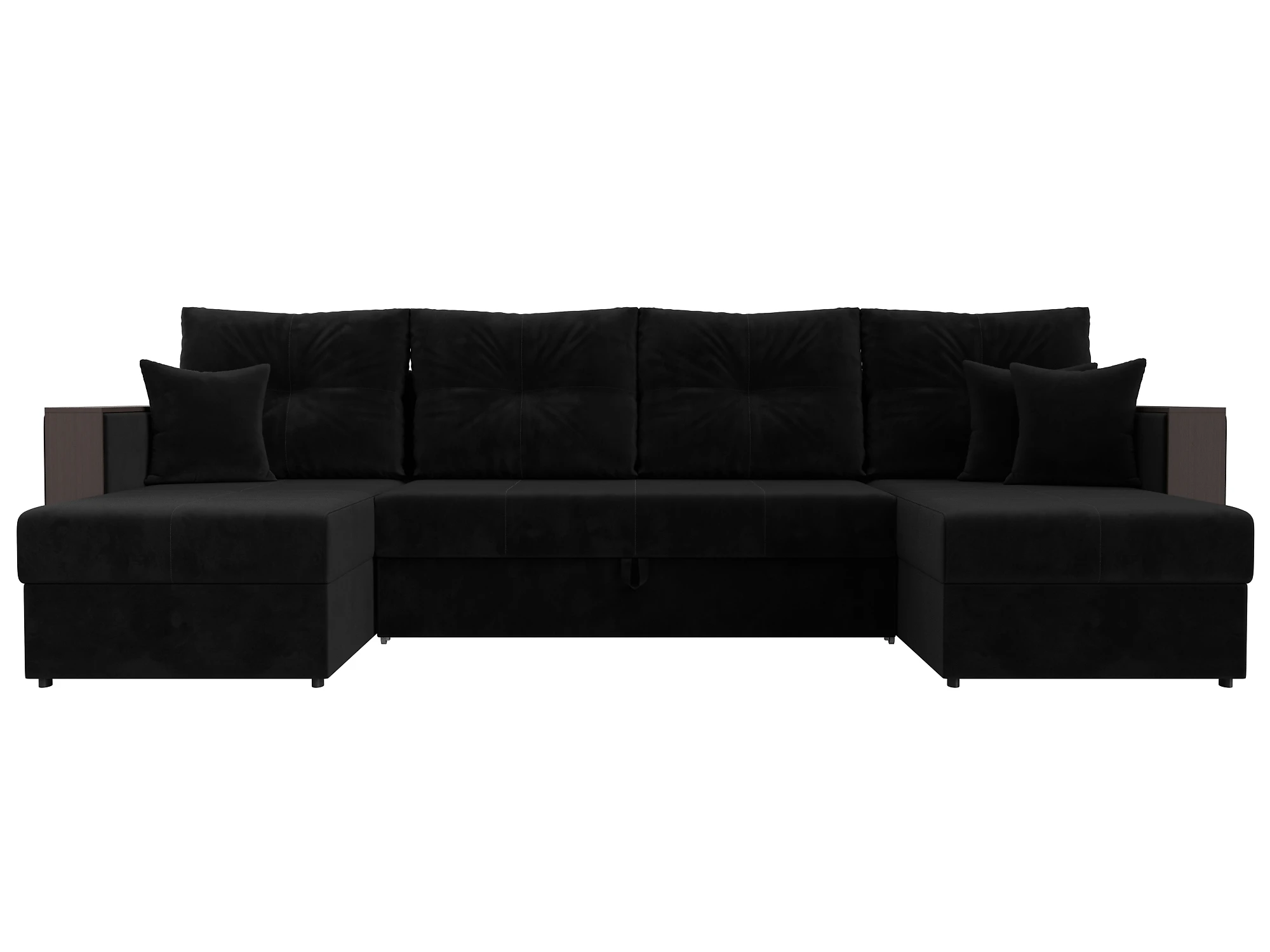 Чёрный угловой диван Валенсия-П Плюш Дизайн 8