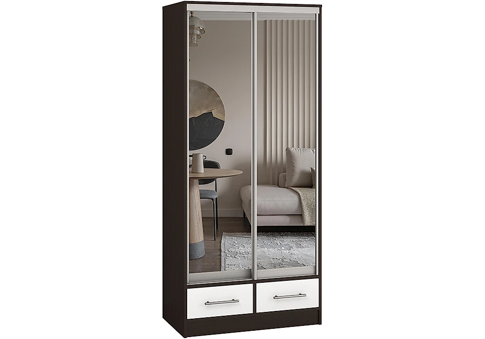 Чёрный шкаф Версаль-90 2 зеркала Дизайн-1