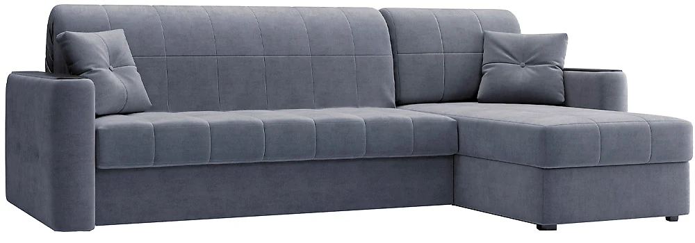 Угловой диван с большим спальным местом Ницца Плюш Грей