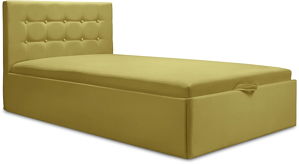 горчичный диван Слип Дизайн-4 с пуговицами