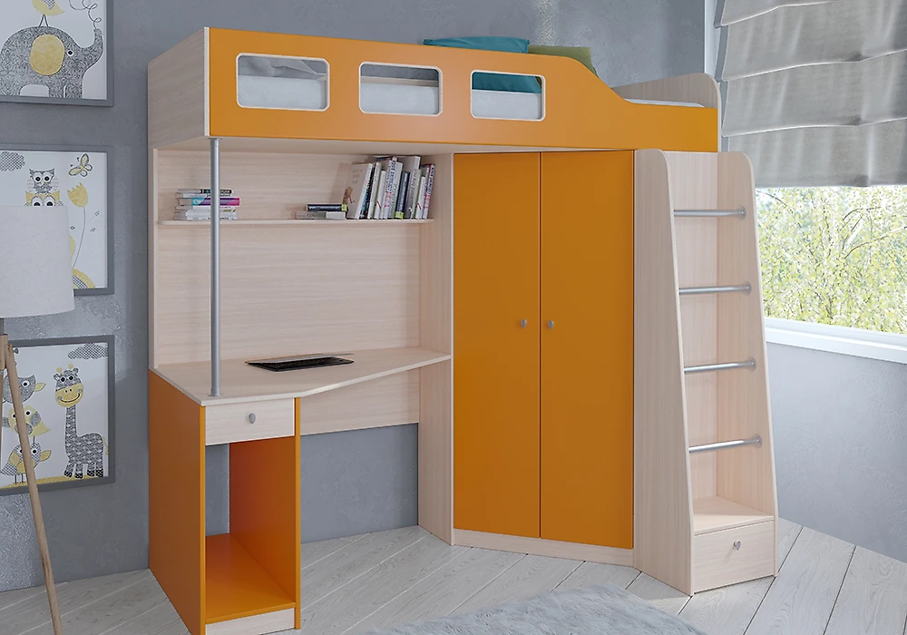 кровать в стиле минимализм Астра-7 Оранжевый