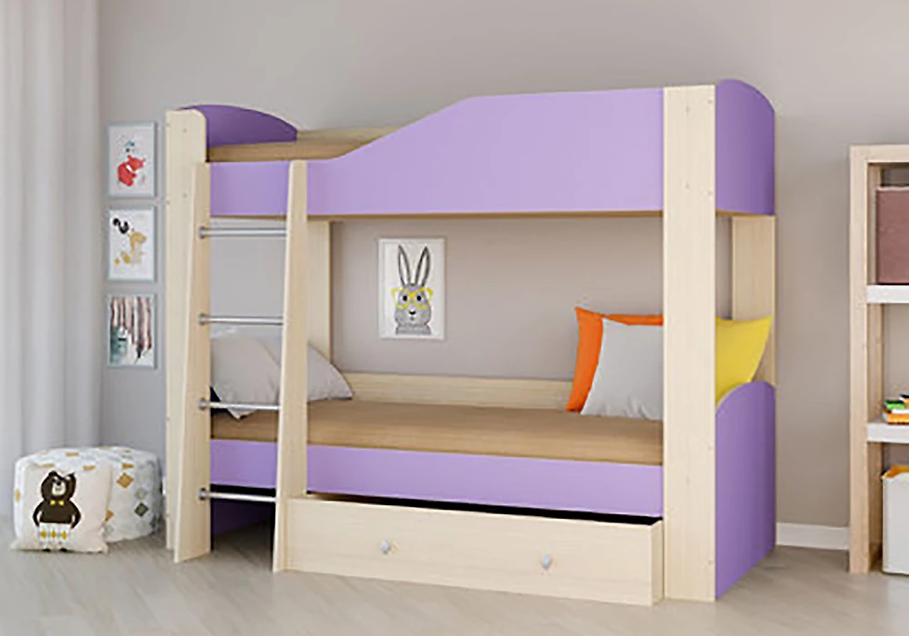 Детская кровать чердак  Астра-2 Фиолетовый