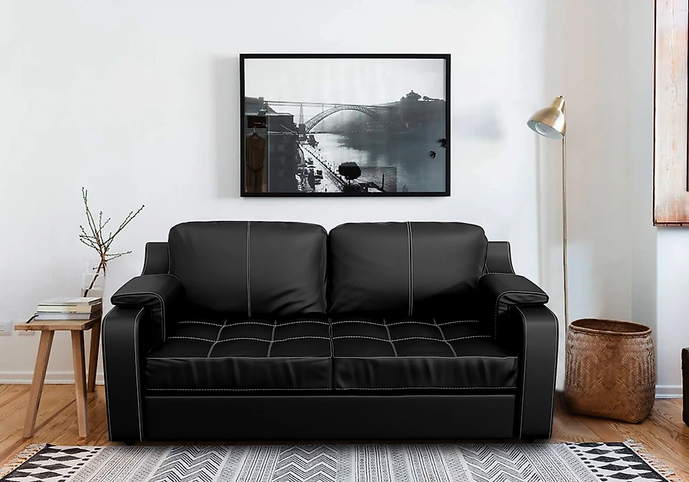 Кожаный диван Лофт Берета  2-х местный Дизайн 3 кожаный