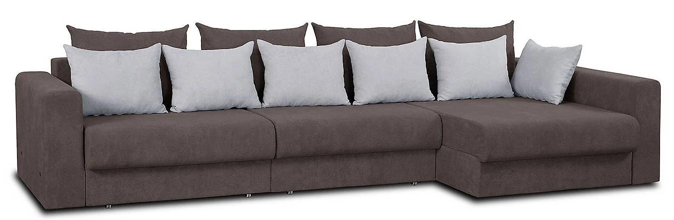 Угловой диван с большим спальным местом Модена-5 Плюш Шоколад-2