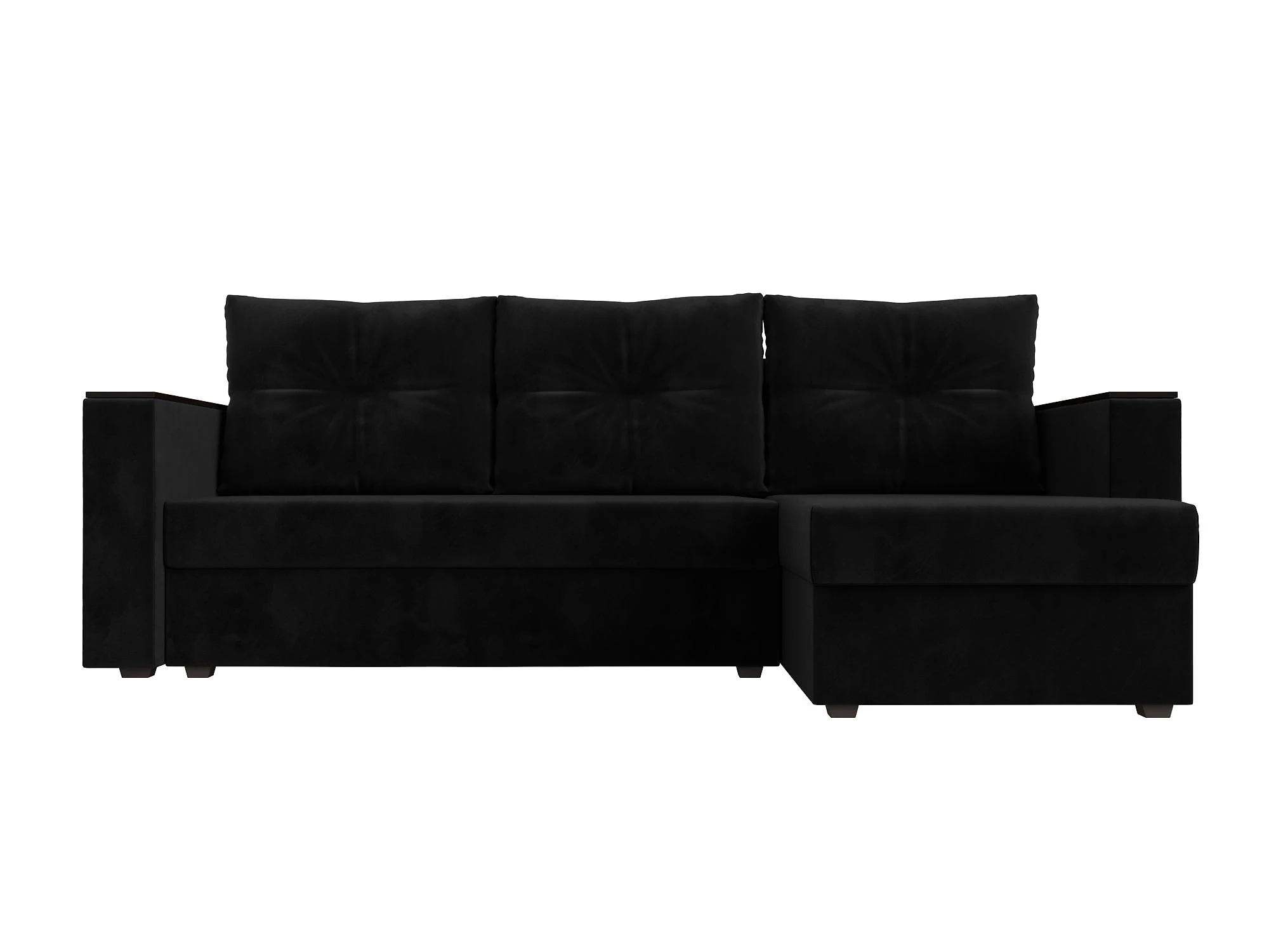 Угловой диван с ящиком для белья Атланта Лайт Плюш без стола Дизайн 8