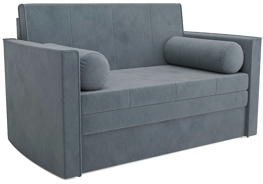 Прямой диван серого цвета Санта 2 Велюр Серо-Синий