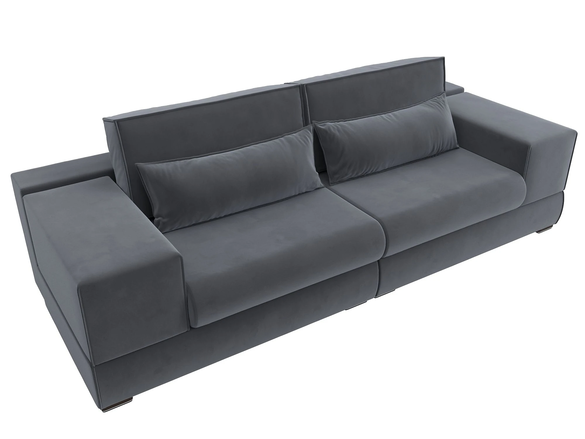 Прямой диван серого цвета Лига-037 Плюш Дизайн 2