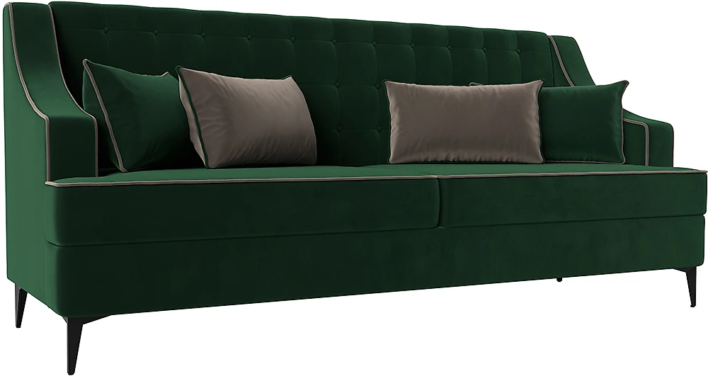 Нераскладной диван Марк Велюр Зеленый-Коричневый