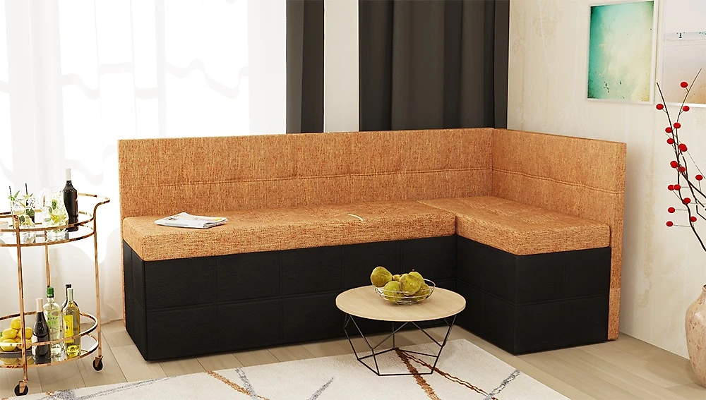 Кожаный диван на кухню Токио (Домино) Комби Терракота угловой
