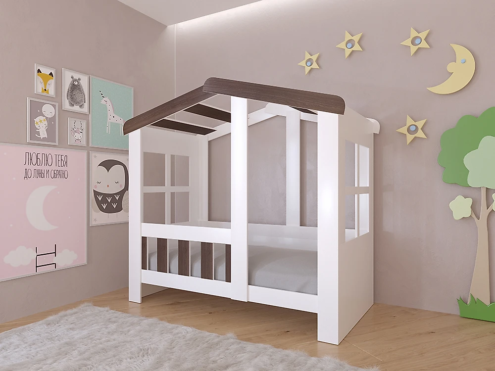 кровать в стиле минимализм Астра Домик Дуб Шамони