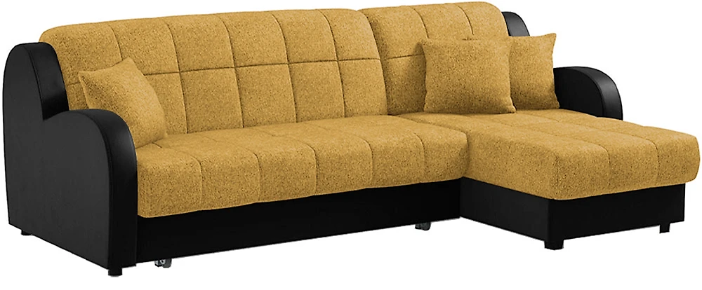 угловой диван с металлическим каркасом Барон Плюш Еллоу