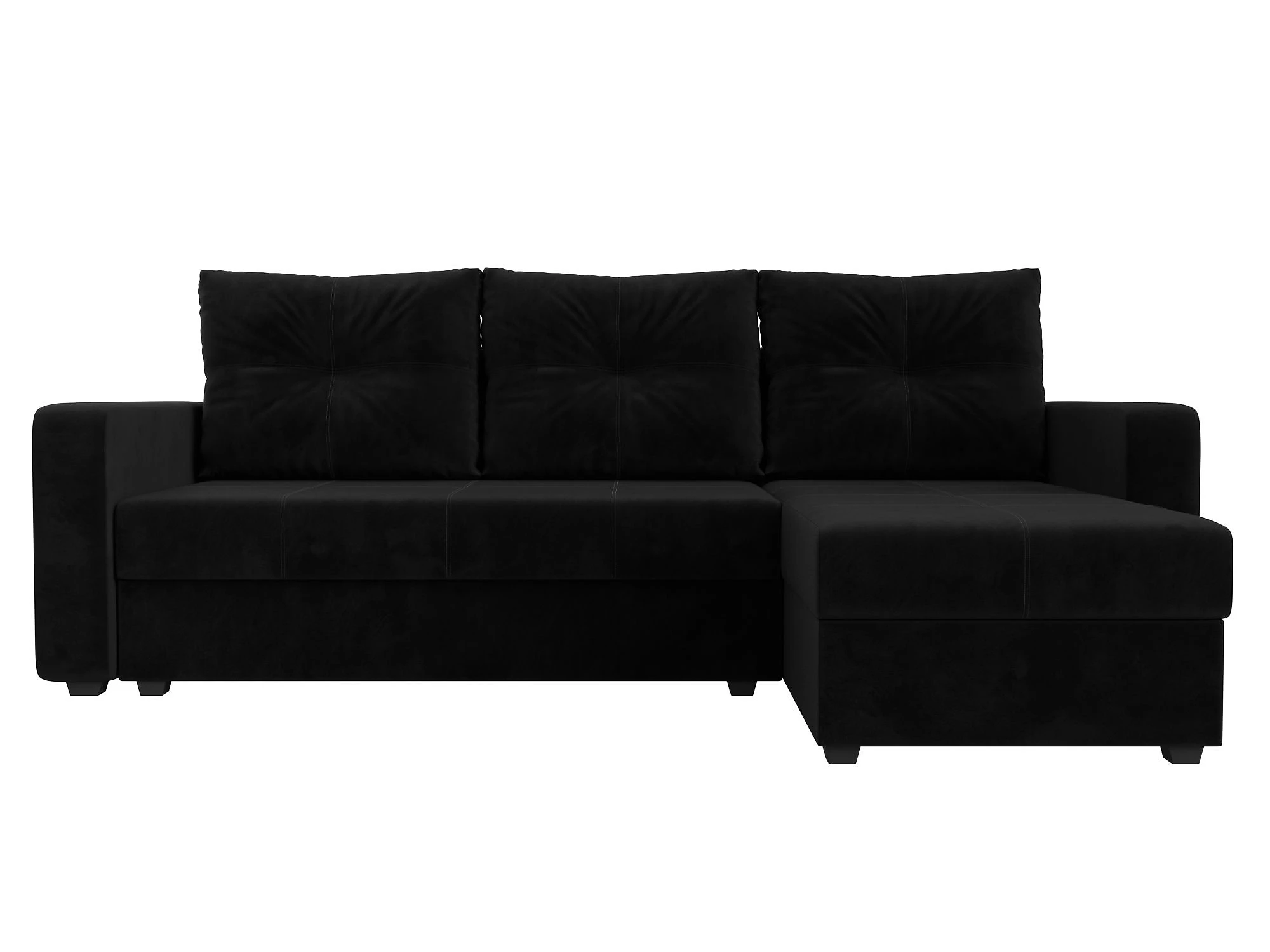 Чёрный угловой диван Ливерпуль Лайт Плюш Дизайн 8