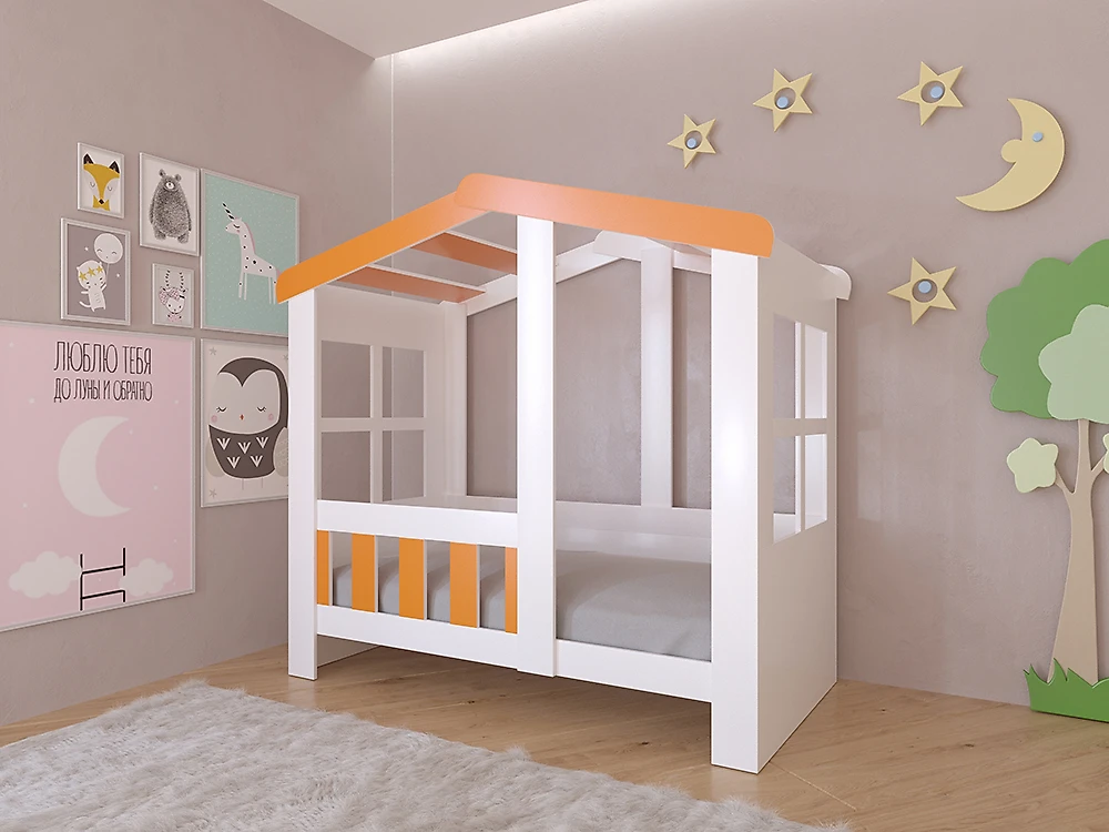 кровать в стиле минимализм Астра Домик Оранжевый
